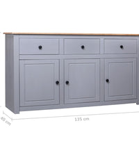 Sideboard Grau 135x40x80 cm Kiefernholz Panama