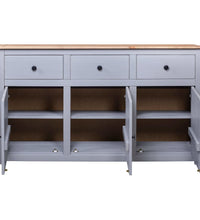 Sideboard Grau 135x40x80 cm Kiefernholz Panama