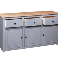 Sideboard Grau 135x40x80 cm Kiefernholz Panama