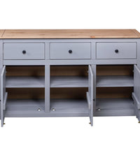 Sideboard Grau 135x40x80 cm Kiefernholz Panama