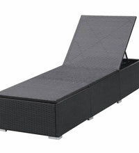 Sonnenliegen mit Auflage 2 Stk. Poly Rattan Schwarz