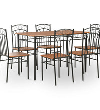 7-tlg. Essgruppe MDF und Stahl Braun