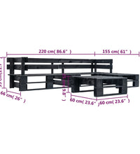 4-tlg. Garten-Paletten-Sofagarnitur Schwarz Holz
