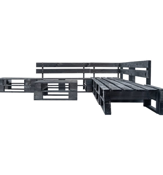 6-tlg. Garten-Paletten-Sofagarnitur Schwarz Holz