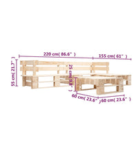 4-tlg. Garten-Paletten-Sofagarnitur Holz Natur