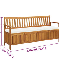 Sitzbank mit Stauraum und Sitzpolster 170 cm Massivholz Akazie