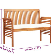 2-Sitzer Gartenbank mit Kissen 120 cm Massivholz Akazie