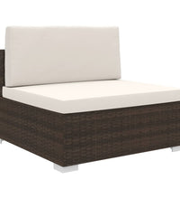 Modular-Sofa-Mittelteil 1 Stk. + Auflagen Poly Rattan Braun