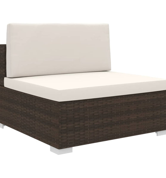 Modular-Sofa-Mittelteil 1 Stk. + Auflagen Poly Rattan Braun