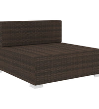 Modular-Sofa-Mittelteil 1 Stk. + Auflagen Poly Rattan Braun