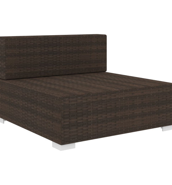Modular-Sofa-Mittelteil 1 Stk. + Auflagen Poly Rattan Braun
