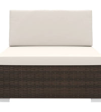 Modular-Sofa-Mittelteil 1 Stk. + Auflagen Poly Rattan Braun