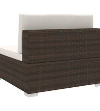 Modular-Sofa-Mittelteil 1 Stk. + Auflagen Poly Rattan Braun