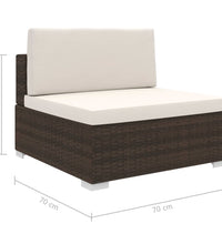 Modular-Sofa-Mittelteil 1 Stk. + Auflagen Poly Rattan Braun