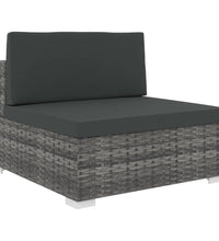 Modular-Sofa-Mittelteil 1 Stk. + Auflagen Poly Rattan Grau