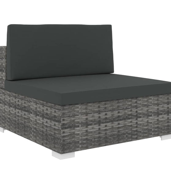 Modular-Sofa-Mittelteil 1 Stk. + Auflagen Poly Rattan Grau