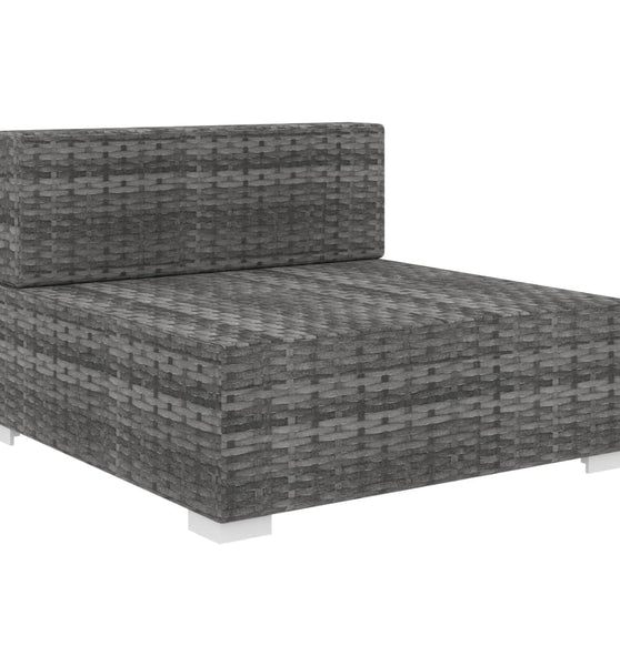 Modular-Sofa-Mittelteil 1 Stk. + Auflagen Poly Rattan Grau