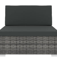 Modular-Sofa-Mittelteil 1 Stk. + Auflagen Poly Rattan Grau