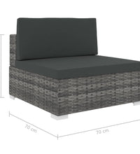 Modular-Sofa-Mittelteil 1 Stk. + Auflagen Poly Rattan Grau