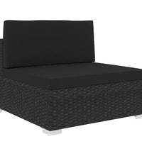 Modular-Sofa-Mittelteil 1 Stk. + Auflagen Poly Rattan Schwarz