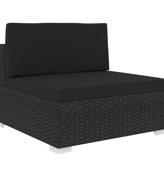 Modular-Sofa-Mittelteil 1 Stk. + Auflagen Poly Rattan Schwarz