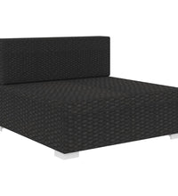 Modular-Sofa-Mittelteil 1 Stk. + Auflagen Poly Rattan Schwarz
