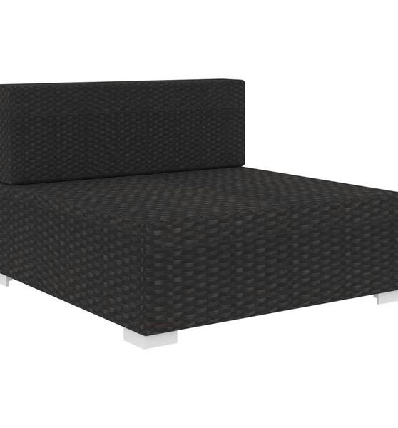 Modular-Sofa-Mittelteil 1 Stk. + Auflagen Poly Rattan Schwarz