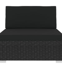Modular-Sofa-Mittelteil 1 Stk. + Auflagen Poly Rattan Schwarz