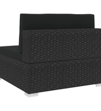 Modular-Sofa-Mittelteil 1 Stk. + Auflagen Poly Rattan Schwarz