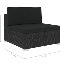 Modular-Sofa-Mittelteil 1 Stk. + Auflagen Poly Rattan Schwarz