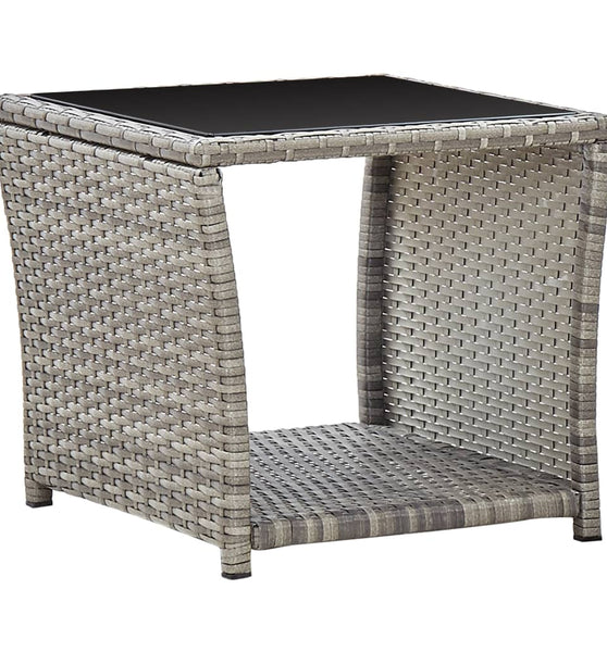 Couchtisch Grau 45x45x40 cm Poly Rattan und Glas