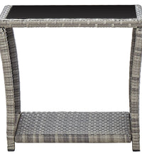 Couchtisch Grau 45x45x40 cm Poly Rattan und Glas