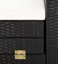 Ausziehbares 3-Sitzer-Schlafsofa mit Dach Poly Rattan Schwarz