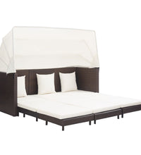 Ausziehbares 3-Sitzer-Schlafsofa mit Dach Poly Rattan Braun