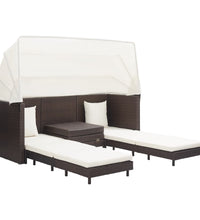 Ausziehbares 3-Sitzer-Schlafsofa mit Dach Poly Rattan Braun