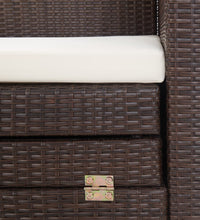 Ausziehbares 3-Sitzer-Schlafsofa mit Dach Poly Rattan Braun