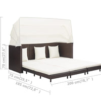 Ausziehbares 3-Sitzer-Schlafsofa mit Dach Poly Rattan Braun
