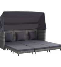 Ausziehbares 3-Sitzer-Schlafsofa mit Dach Poly Rattan Grau