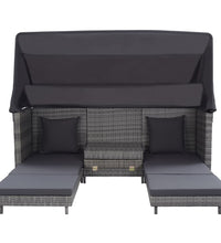 Ausziehbares 3-Sitzer-Schlafsofa mit Dach Poly Rattan Grau