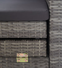 Ausziehbares 3-Sitzer-Schlafsofa mit Dach Poly Rattan Grau