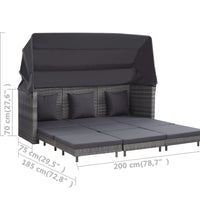 Ausziehbares 3-Sitzer-Schlafsofa mit Dach Poly Rattan Grau