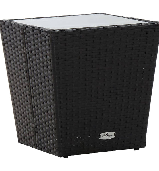 Beistelltisch Schwarz 41,5×41,5×43 cm Poly Rattan und Hartglas