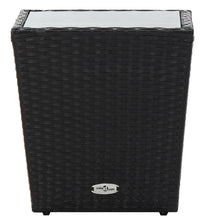 Beistelltisch Schwarz 41,5×41,5×43 cm Poly Rattan und Hartglas