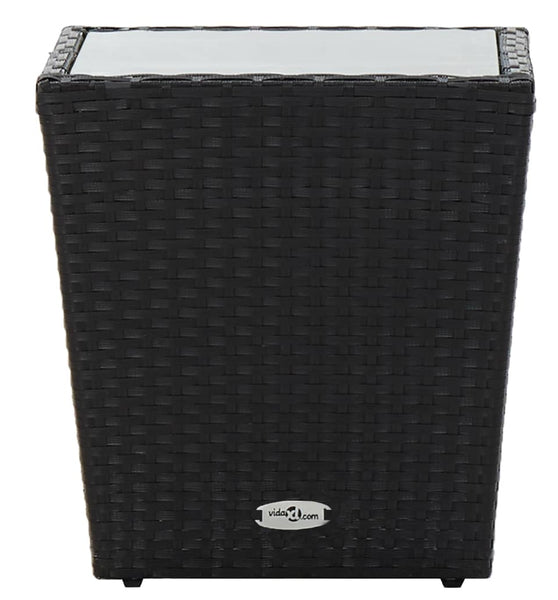 Beistelltisch Schwarz 41,5×41,5×43 cm Poly Rattan und Hartglas
