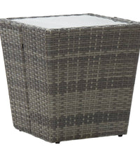 Beistelltisch Grau 41,5x41,5x43 cm Poly Rattan und Hartglas