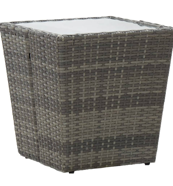 Beistelltisch Grau 41,5x41,5x43 cm Poly Rattan und Hartglas