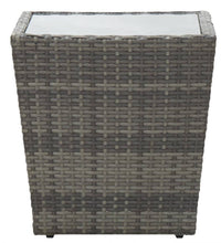 Beistelltisch Grau 41,5x41,5x43 cm Poly Rattan und Hartglas