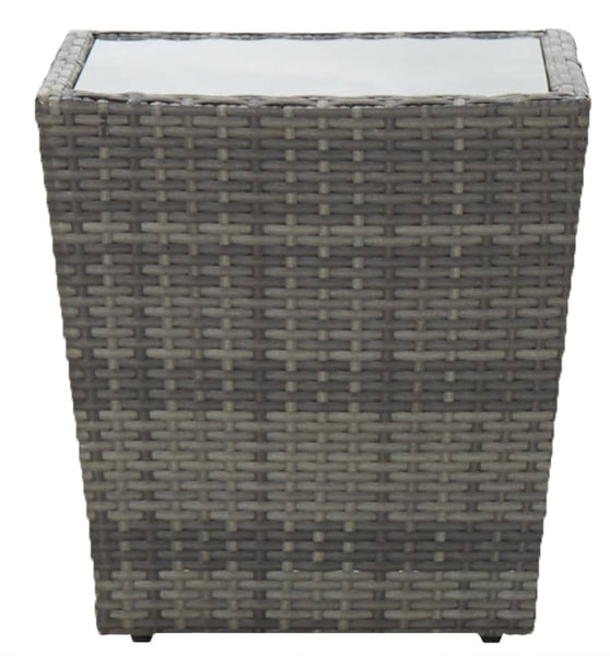 Beistelltisch Grau 41,5x41,5x43 cm Poly Rattan und Hartglas