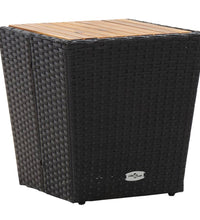 Beistelltisch Schwarz 41,5×41,5×43 cm Poly Rattan & Massivholz
