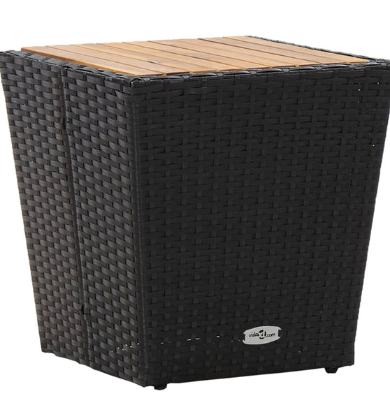 Beistelltisch Schwarz 41,5×41,5×43 cm Poly Rattan & Massivholz
